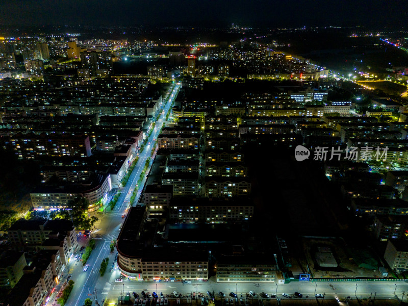 张掖城市大景夜景灯光航拍图