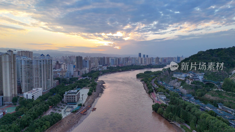 甘肃兰州黄河风光兰州大景航拍