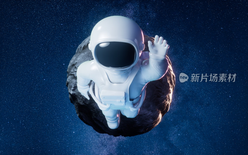 宇航员与外太空背景3D渲染