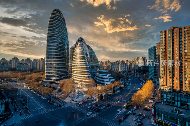 北京望京SOHO城市建筑群风光全景