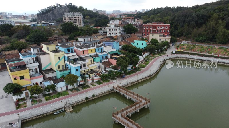 航拍广东省东莞市横沥镇山厦村