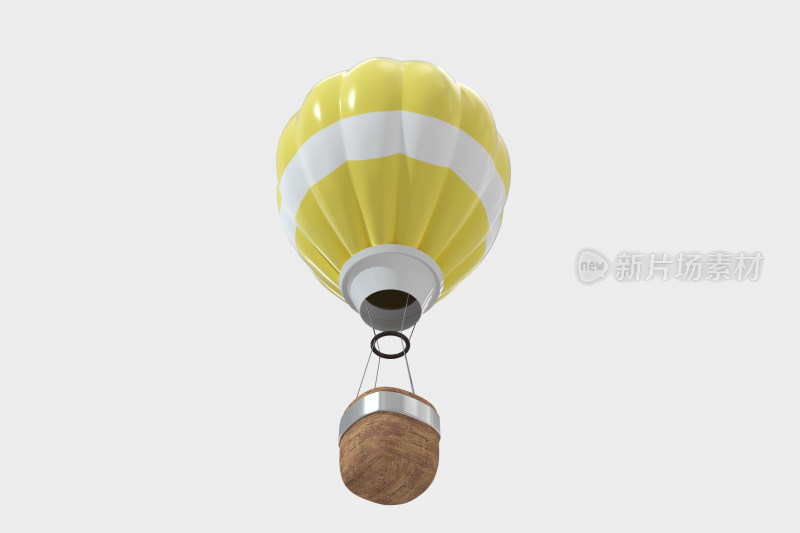 白色背景下条纹色彩的热气球 三维渲染