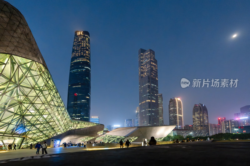 广东广州大剧院夜景城市建筑摩天大楼景观