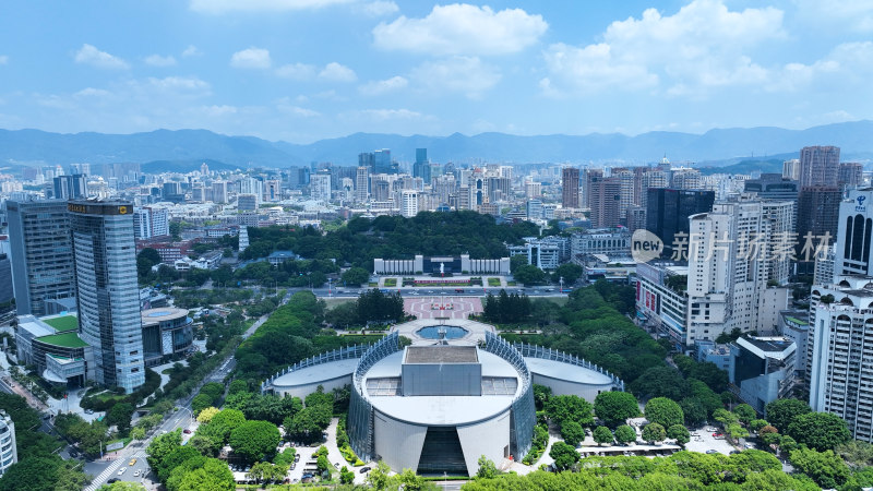 福州五一广场照片航拍福建大剧院于山堂风景