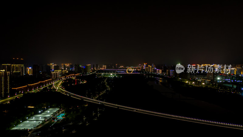 宝鸡城市夜景航拍图