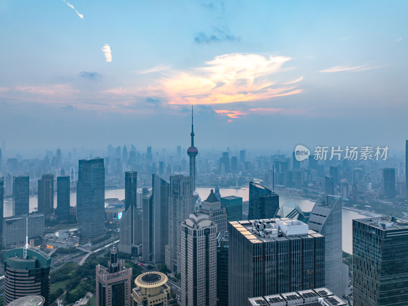 航拍上海陆家嘴高金融中心密集高楼群夜景