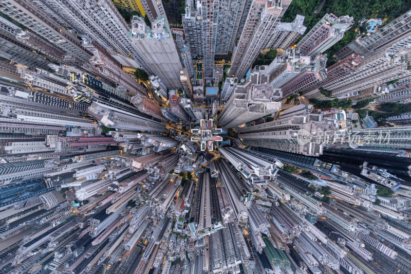 香港维多利亚港CBD中环夜景日出高空航拍