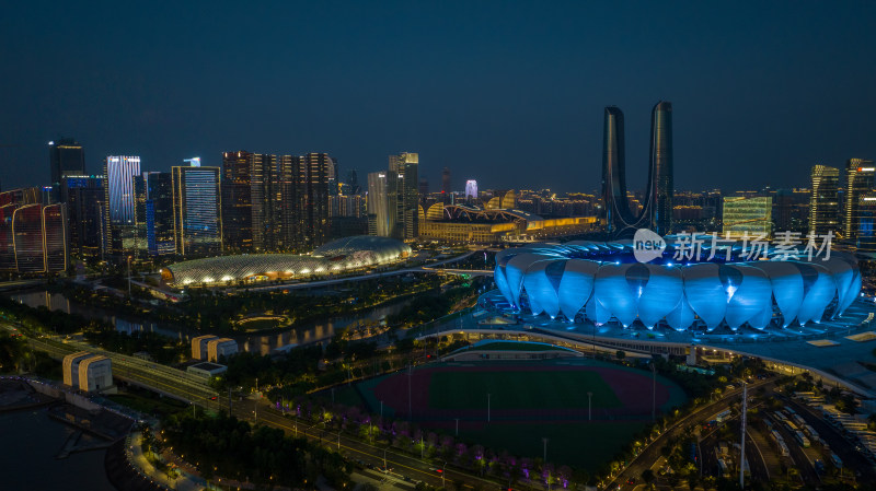 杭州亚运会奥体中心夜景