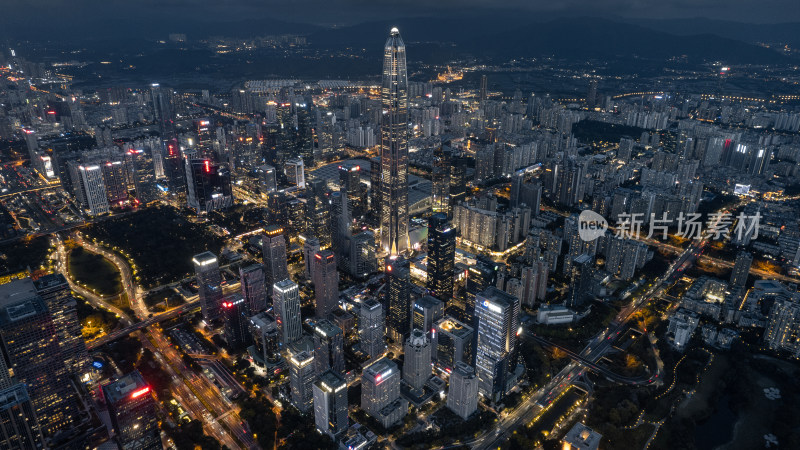 深圳福田CBD航拍夜景