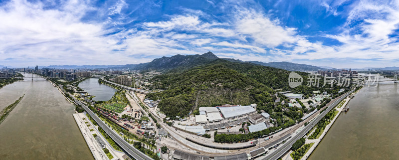 福建福州闽江风光全景图