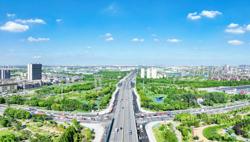 航拍江苏苏州昆山城市建筑风光大景