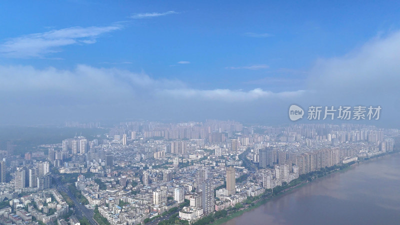 航拍四川乐山城市建设乐山大景摄影图