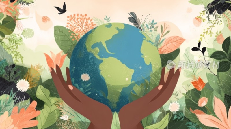世界环保生态地球插画