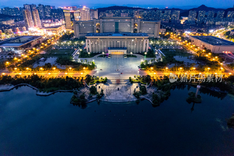 宜春城市夜景交通航拍图