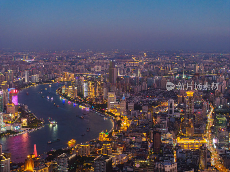 航拍上海现代都市摩天大楼陆家嘴外滩夜景