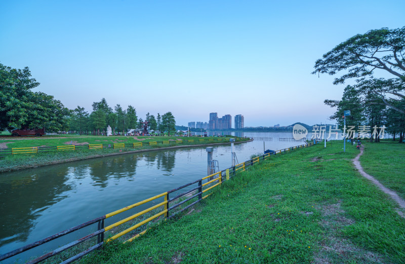 广州番禺大学城珠江岸露营地公园草坪