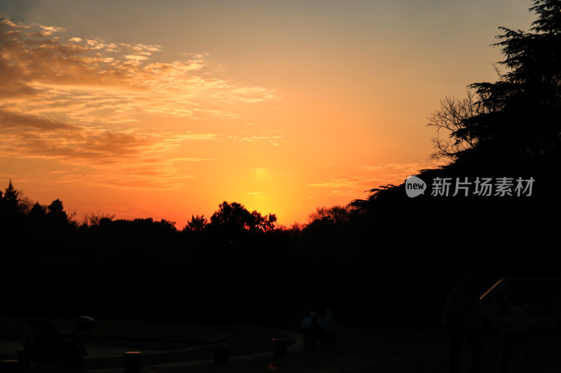 南京明孝陵景区视角落日