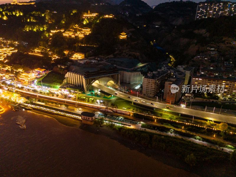 兰州黄河夜景航拍图