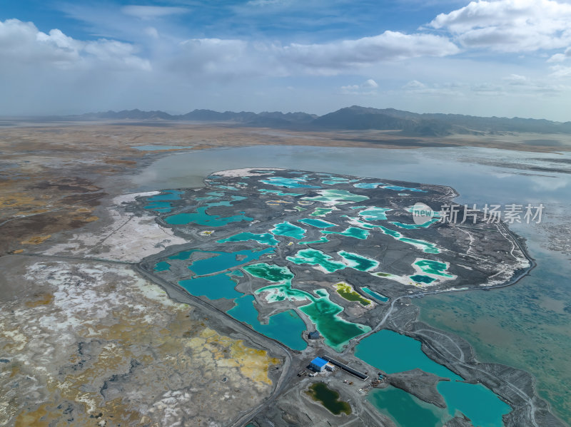 青海海西州察尔汗盐湖网红多颜色高空航拍