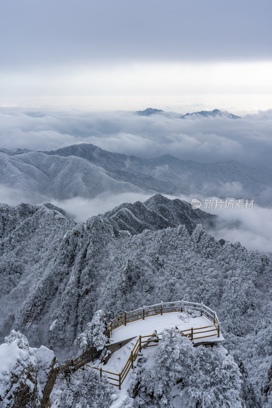 山川大雪云海航拍风景观景台