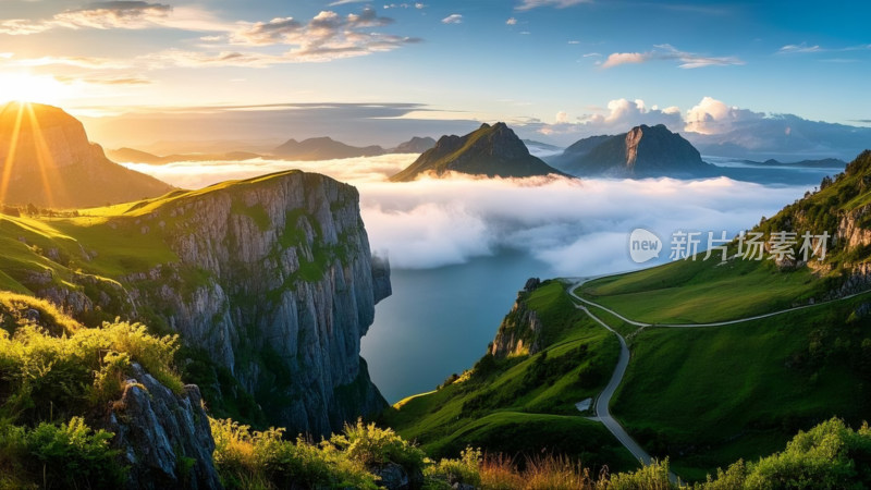 山间湖泊自然绝美风景