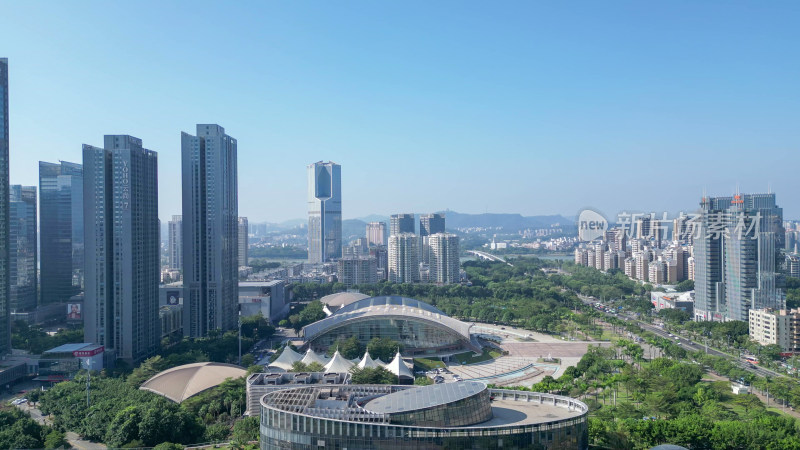 航拍广东惠州城市地标高楼