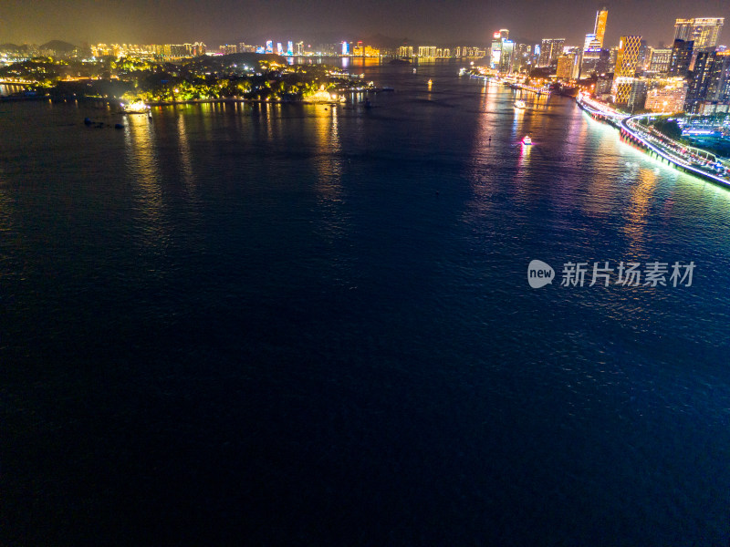 厦门夜景灯光航拍图