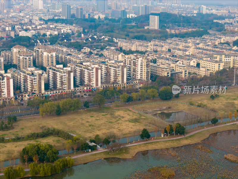 池州城市清晨航拍图