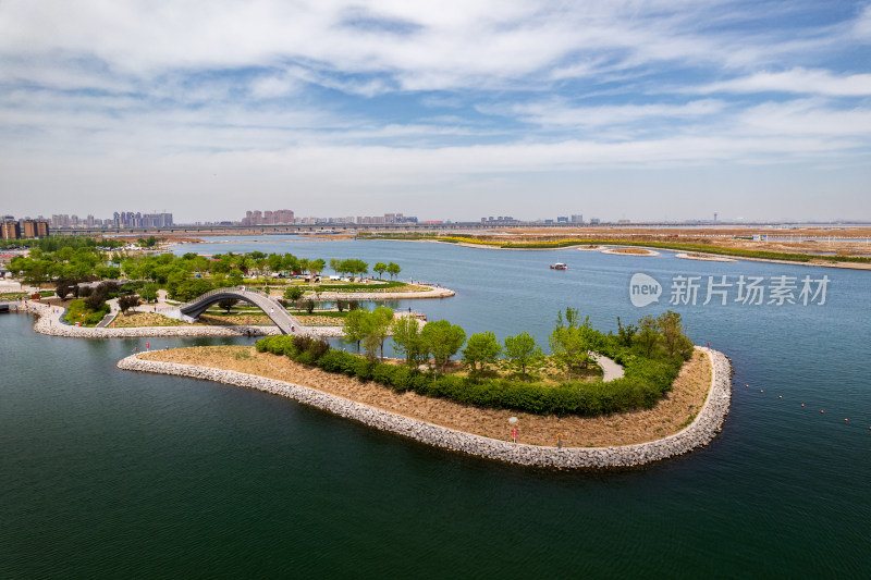 天津滨生态城南湾公园花园海岛城市自然风光