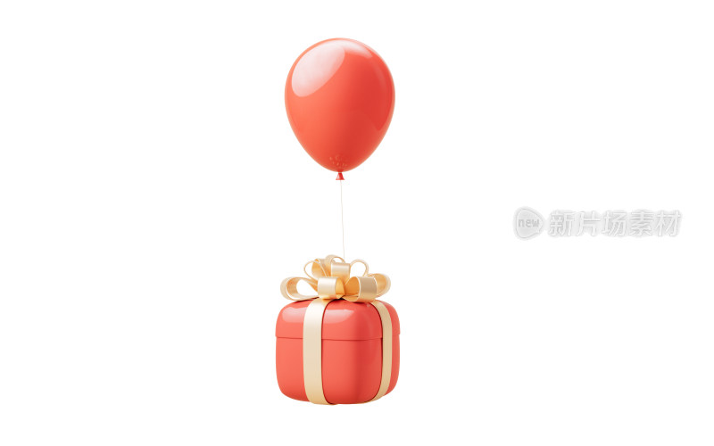 气球与礼物盒3D渲染
