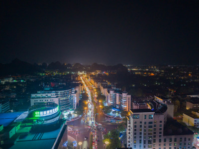 广西桂林中山路交通夜景