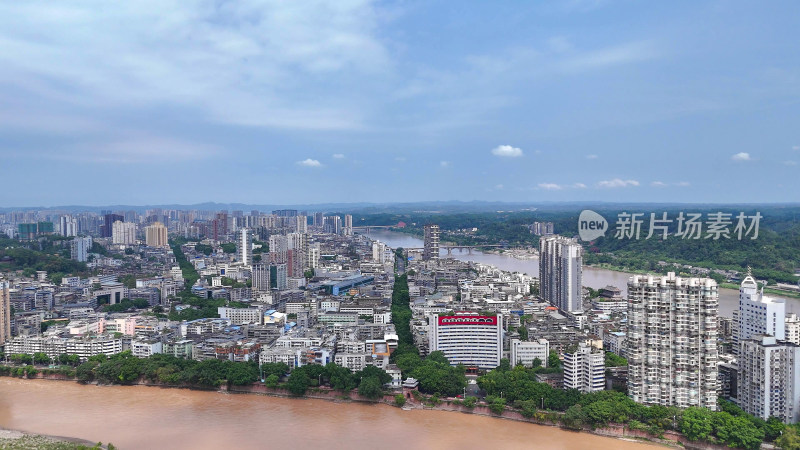 航拍四川乐山城市建设乐山大景