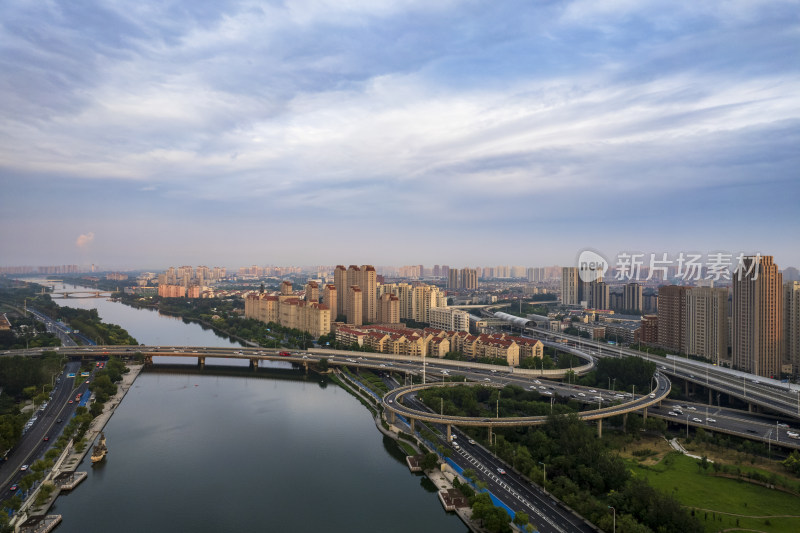 天津海河海津大桥交通城市夜景日落晚霞风光