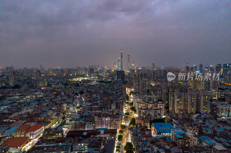 广州城市夜景航拍摄影图