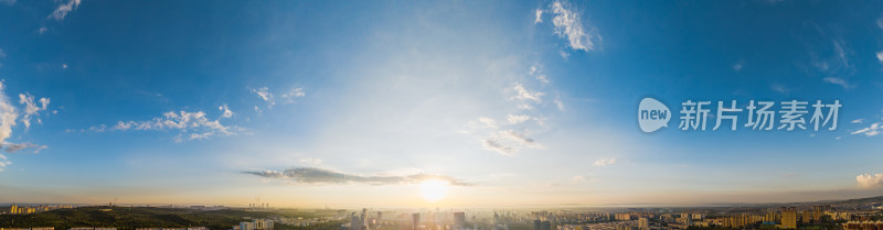 城市早晨日出航拍大气鸟瞰全景图效果图