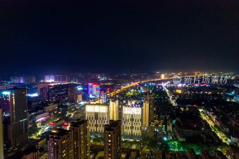 河南平顶山城市夜景灯光航拍图