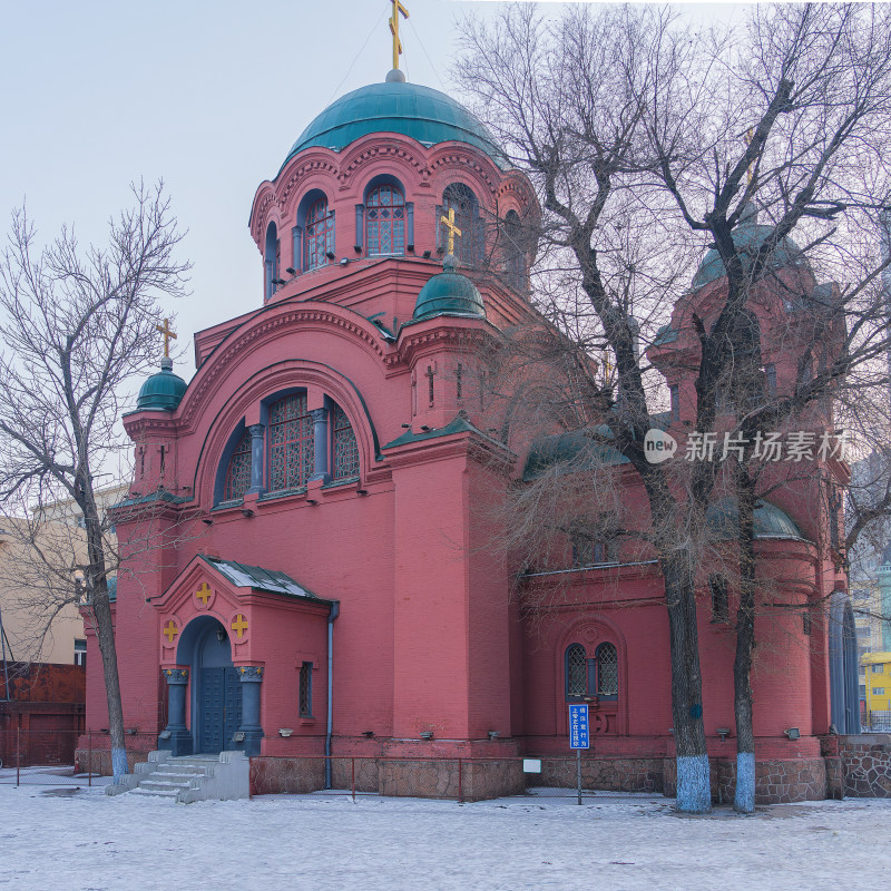 冬季的黑龙江哈尔滨圣母帡幪教堂