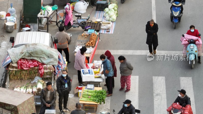 豫西农村腊月集市航拍