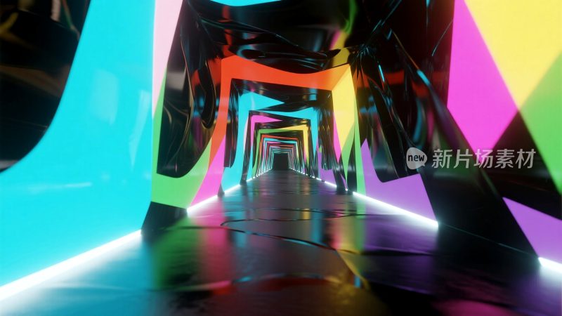 彩色发光隧道通道场景