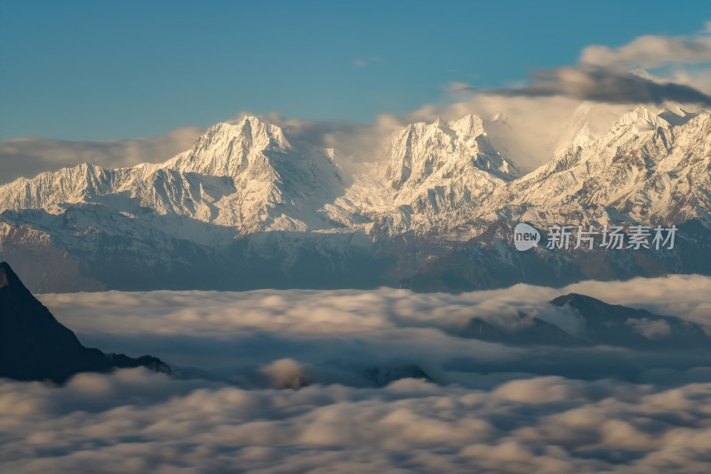 四川雅安牛背山云海云瀑贡嘎雪山自然景观