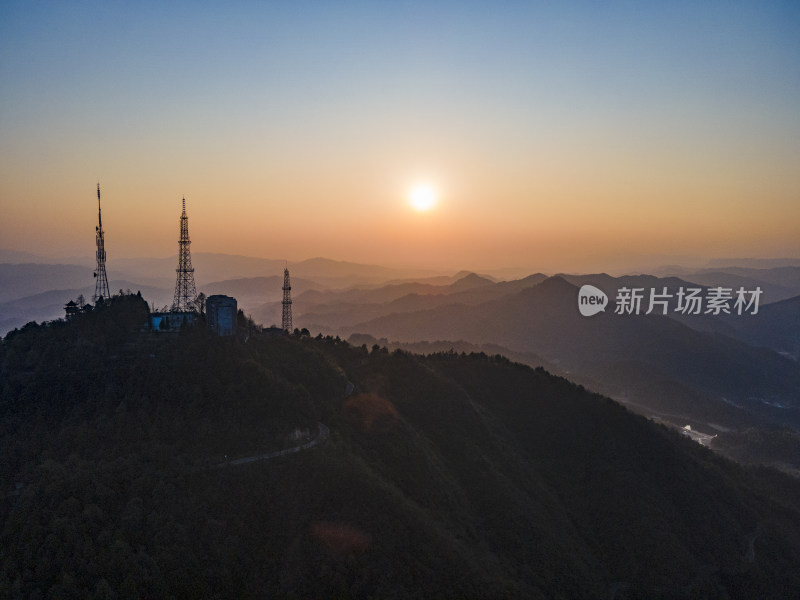 山川丘陵日落晚霞航拍