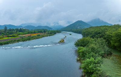 航拍浙江省温州市永嘉县楠溪江自然风光