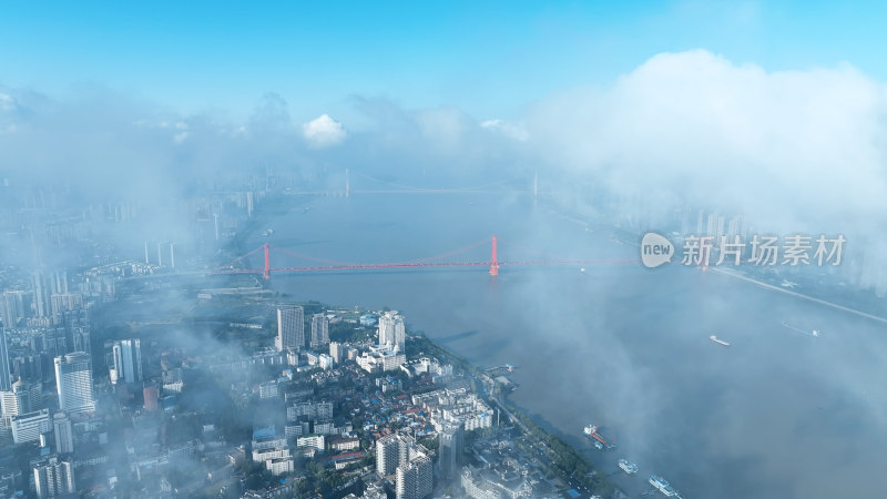 武汉航拍城市建筑风光鸟瞰长江两岸市区风景