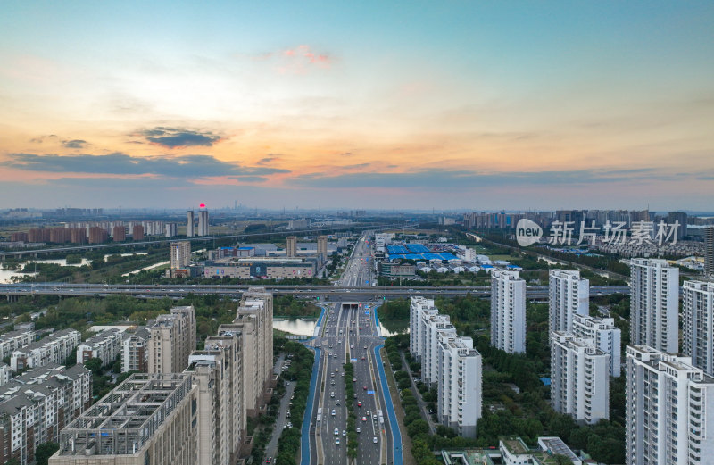 航拍昆山城区建筑风光大景