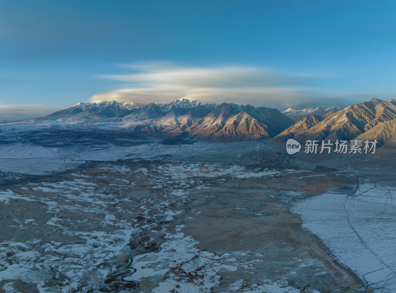 新疆喀什塔县帕米尔高原塔合曼湿地河道航拍