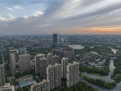 上海嘉定新城城市建筑住宅房产航拍