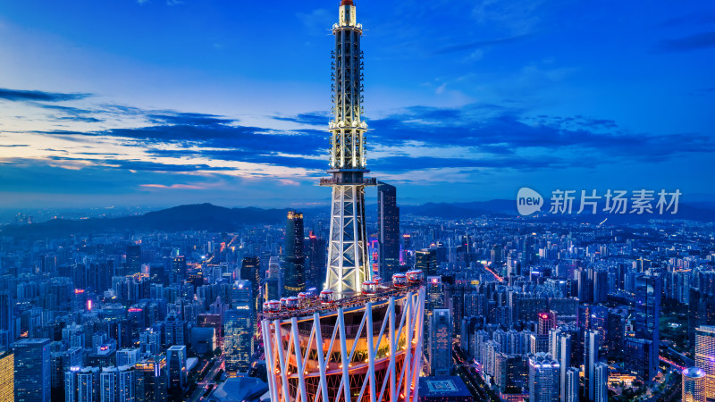 广州塔夜景鸟瞰全景