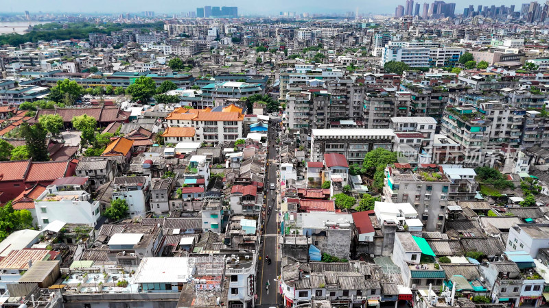 潮州老城区街道航拍图