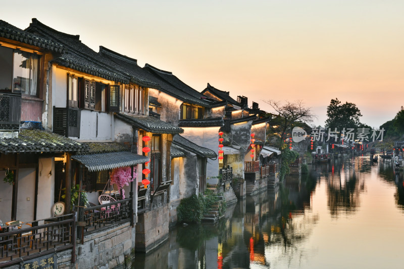 江南水乡西塘古镇景区夜景