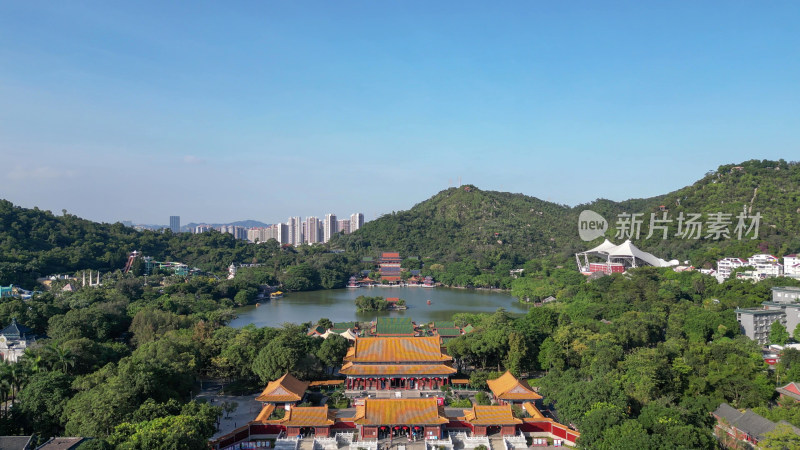 航拍广东珠海圆明新园